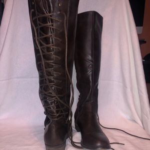 Brown knee high boots